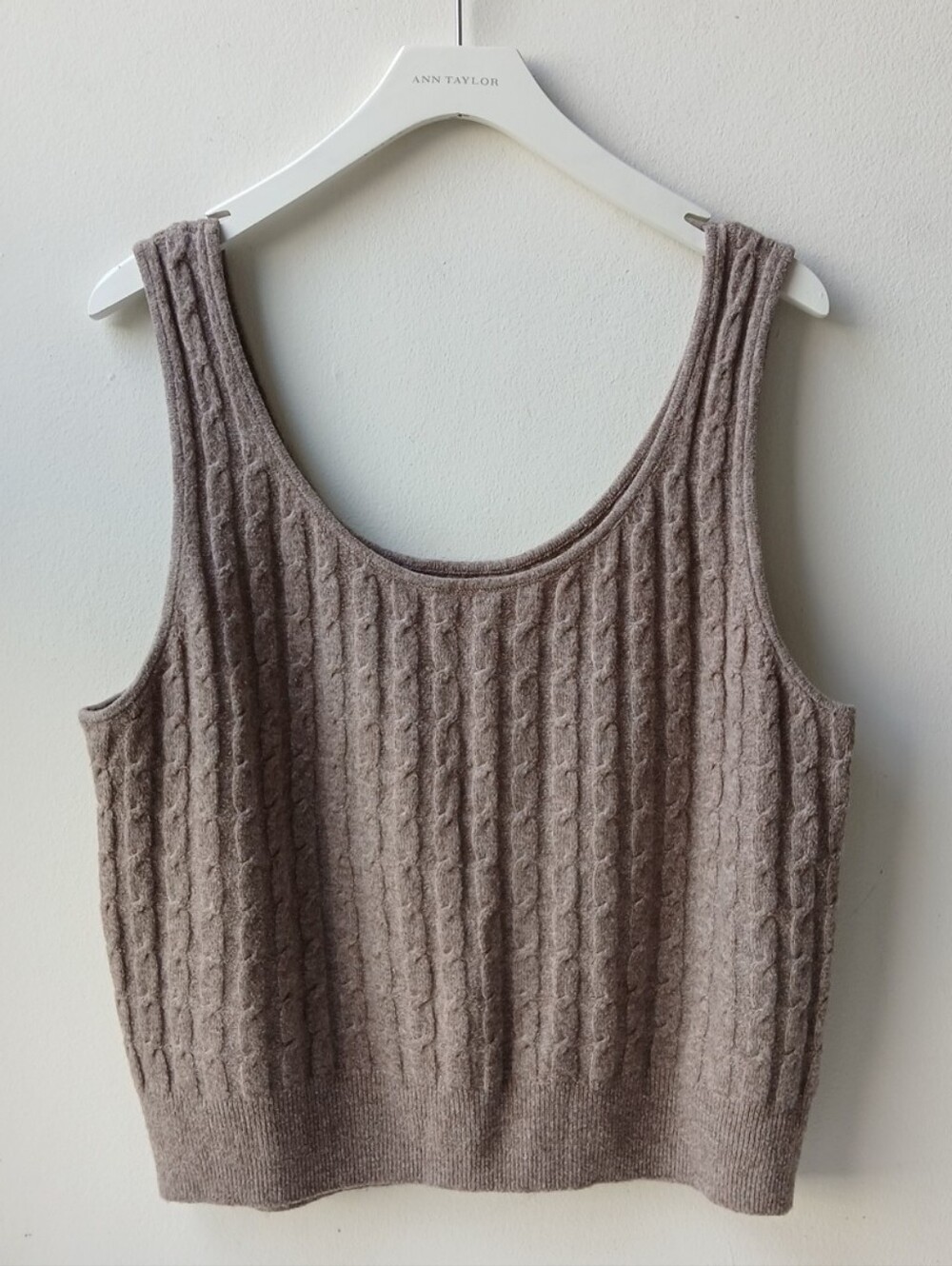 Gap Cash Soft Cable Knit Sweater Tank Taupe Women's XL Tall